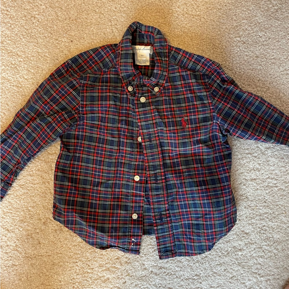 Ralph Lauren 18month baby boys plaid button down shirt.